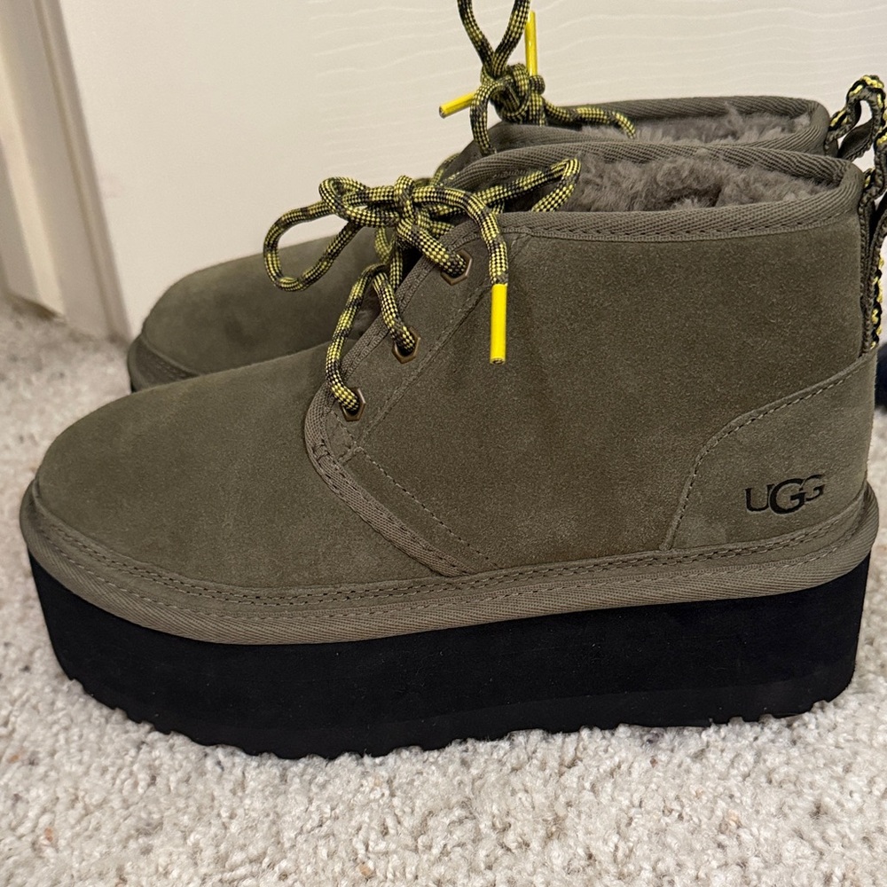 UGG Olive Suede Boots with Black Soles size 6